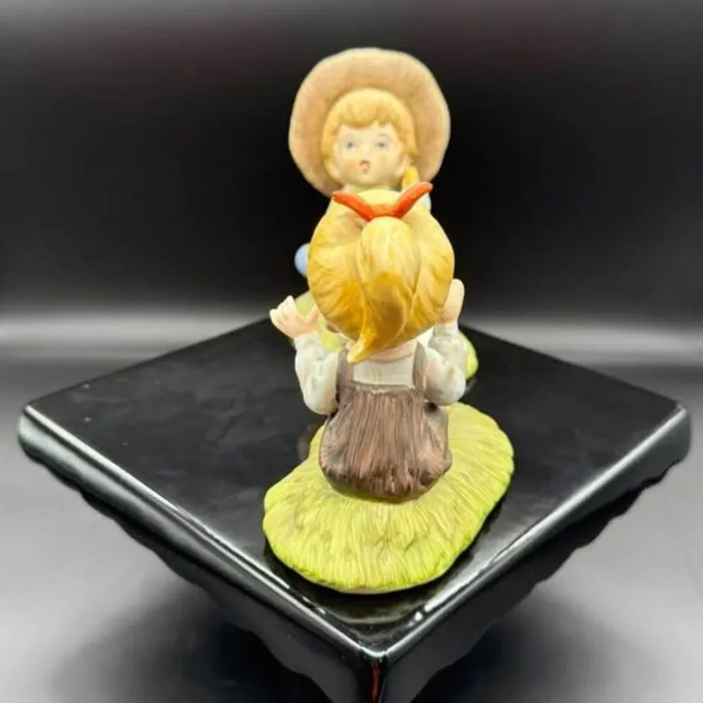 Vintage Boy Girl Geese Figurines Pair Ceramic Farm Children Goslings Cottagecore